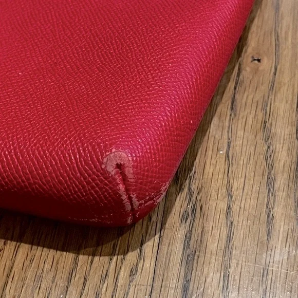 Coach Crossbody Mini Bag Purse Crossgrain Leather Dark Red Loved - Picture 7 of 9